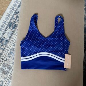 Blue Polka Dot Sports Bra